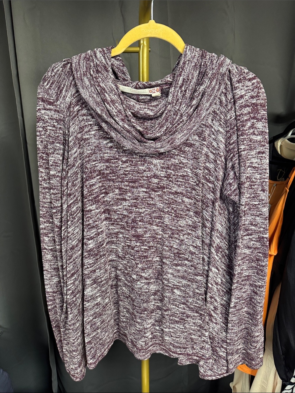 Chelsea & Violet Marled Cowl Neck Sweater in Plum Mix
